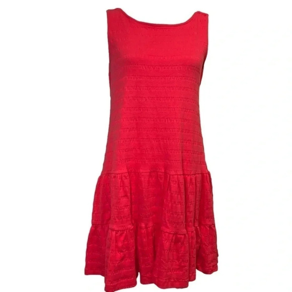 NWT! Anthropologie Open Back Flounced Tank Dress in Coral. Small - Picture 3 of 6